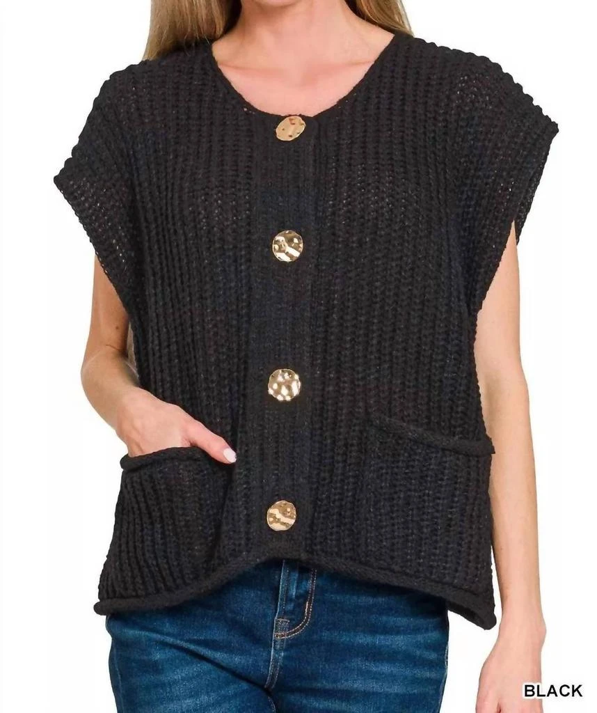 ZENANA Zenana - Front Pockets Button Down Sweater Vest