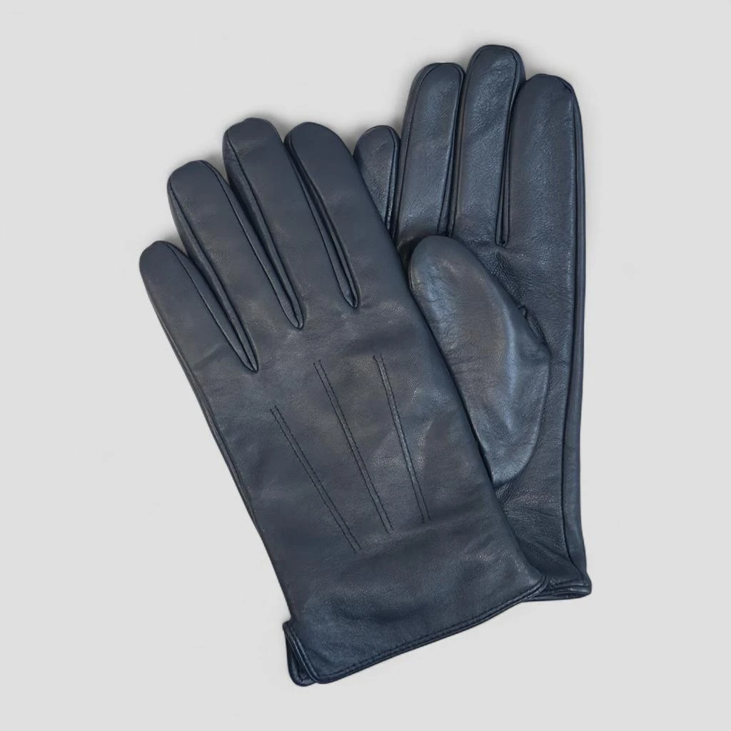 Infinity Leather Men’s Navy Blue Italian Leather Warm Wool Lining Winter Riding Driving Casual Gloves 5
