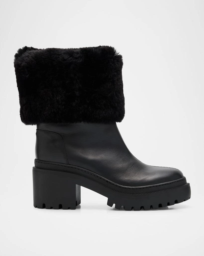 Giuseppe Zanotti Leather Ankle Boots with Shearling Cuff 1