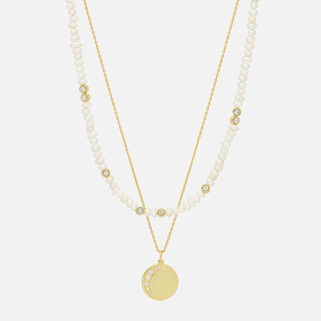 ESTELLA BARTLETT Estella Bartlett Moonz Glass Pearl Gold-Tone Double Chain Necklace 1