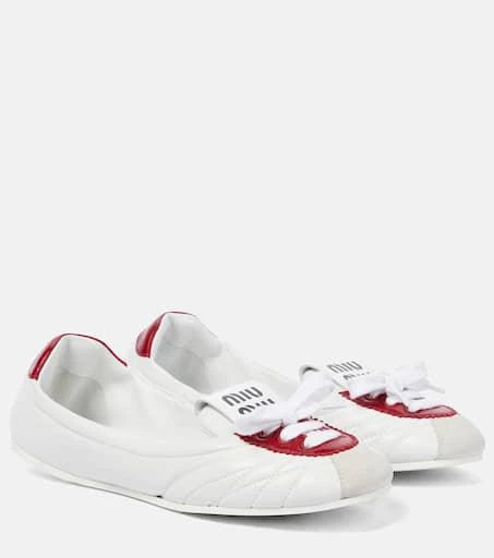 Miu Miu Lace-up leather ballet flats 1