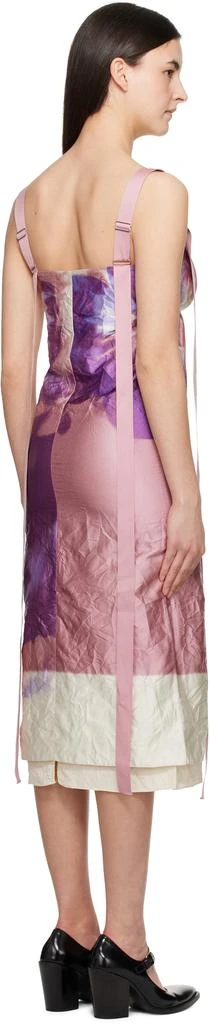Erdem Pink 
Purple V Neck Slip Cocktail Midi Dress 3
