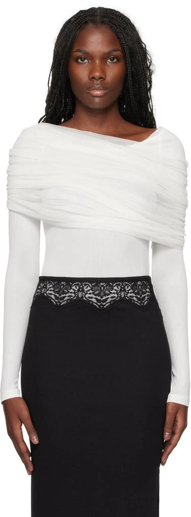 Christopher Esber White Sorona Veiled Long Sleeve Top 1