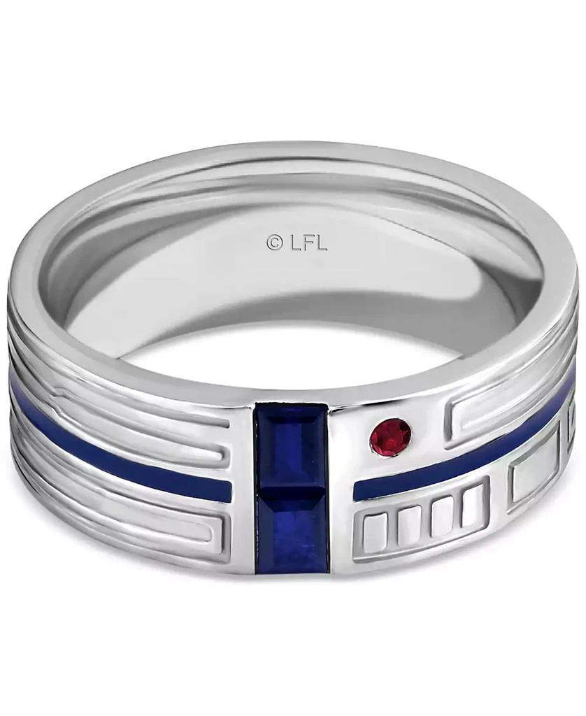 Wonder Fine Jewelry Star Wars Men's Sapphire (1/4 ct. t.w.), Garnet Accent, & Blue Enamel R2D2 Ring in Sterling Silver 3