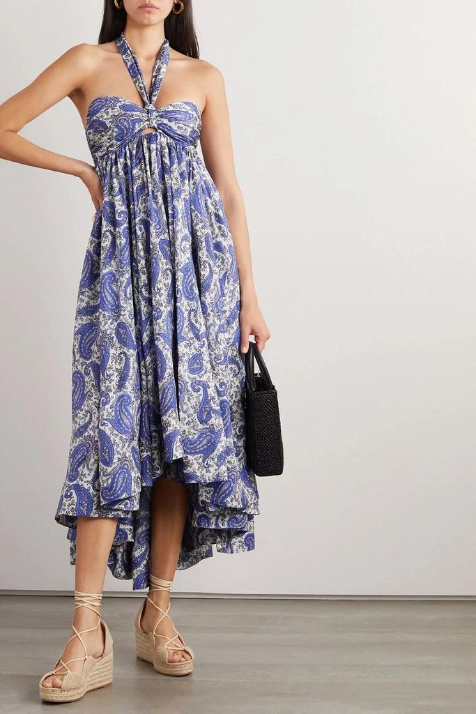Zimmermann Devi pleated printed silk halterneck midi dress 2