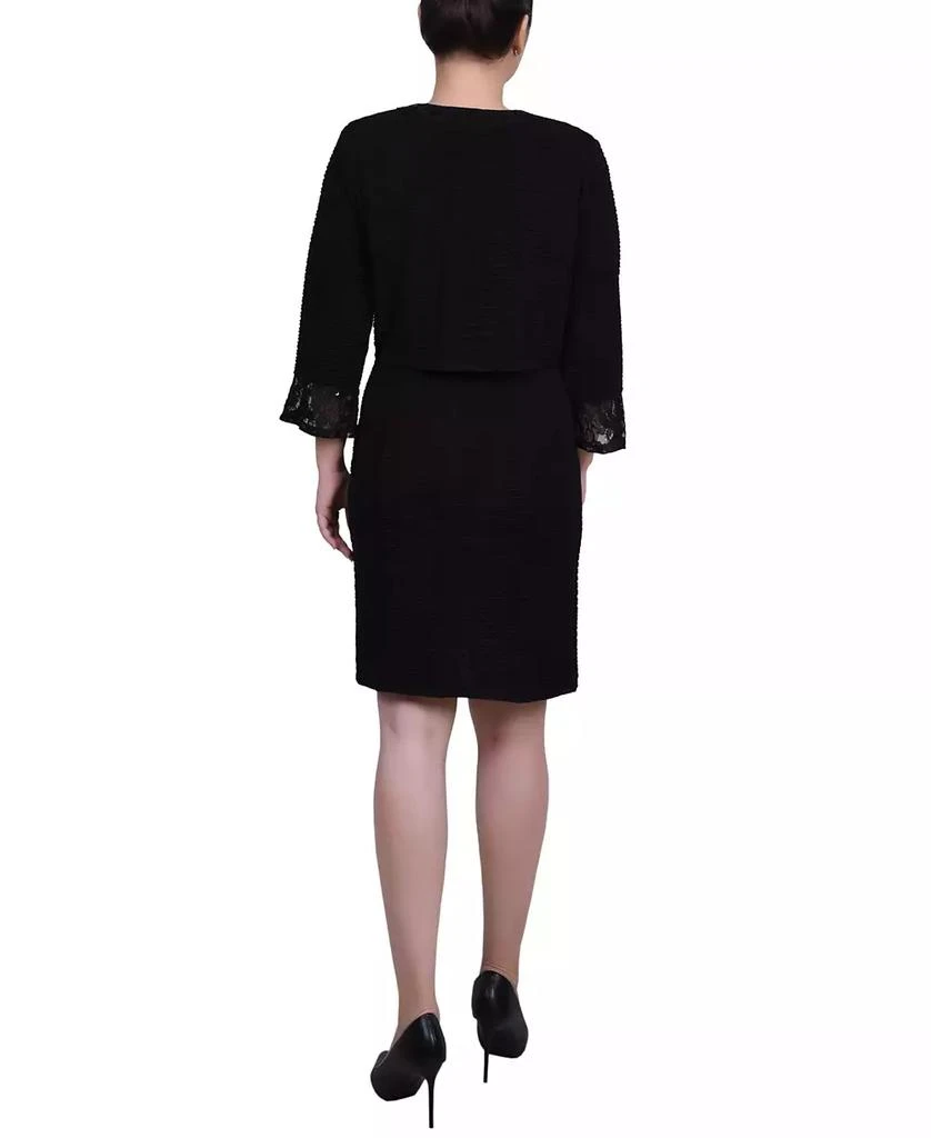 NY Collection Petite Two Piece Novelty Knit and Lace Dress Set 2