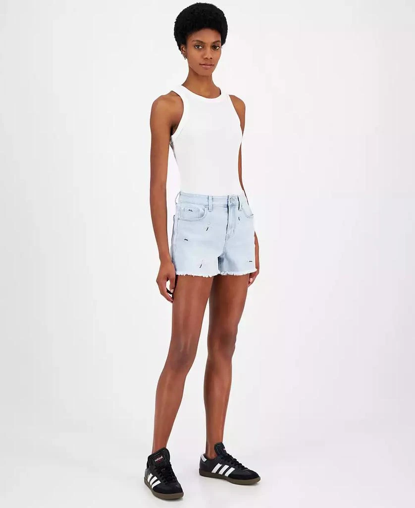 Indigo Rein Juniors' Floral Frayed-Hem Denim Shorts 1