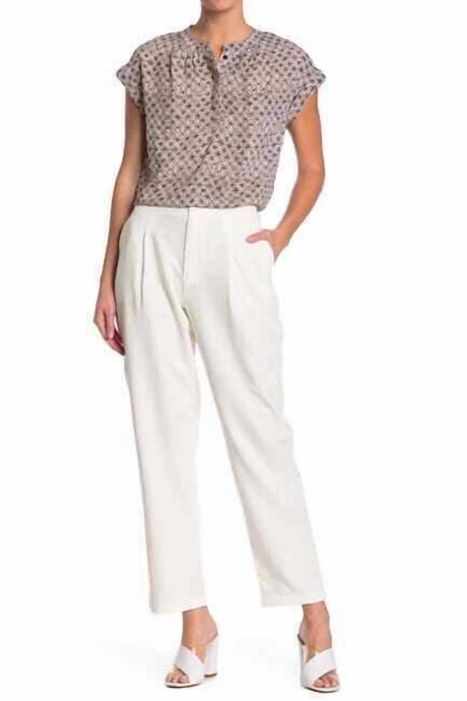 H Halston H Halston - Pleated Self Button Ankle Pants 1