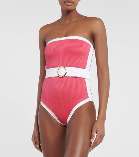 Alexandra Miro Whitney belted bandeau swimsuit