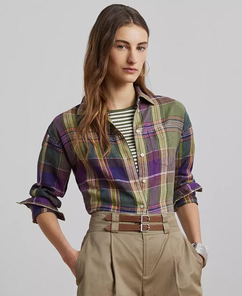 Ralph Lauren Women's Relaxed-Fit Plaid Linen Shirt, Regular & Petite