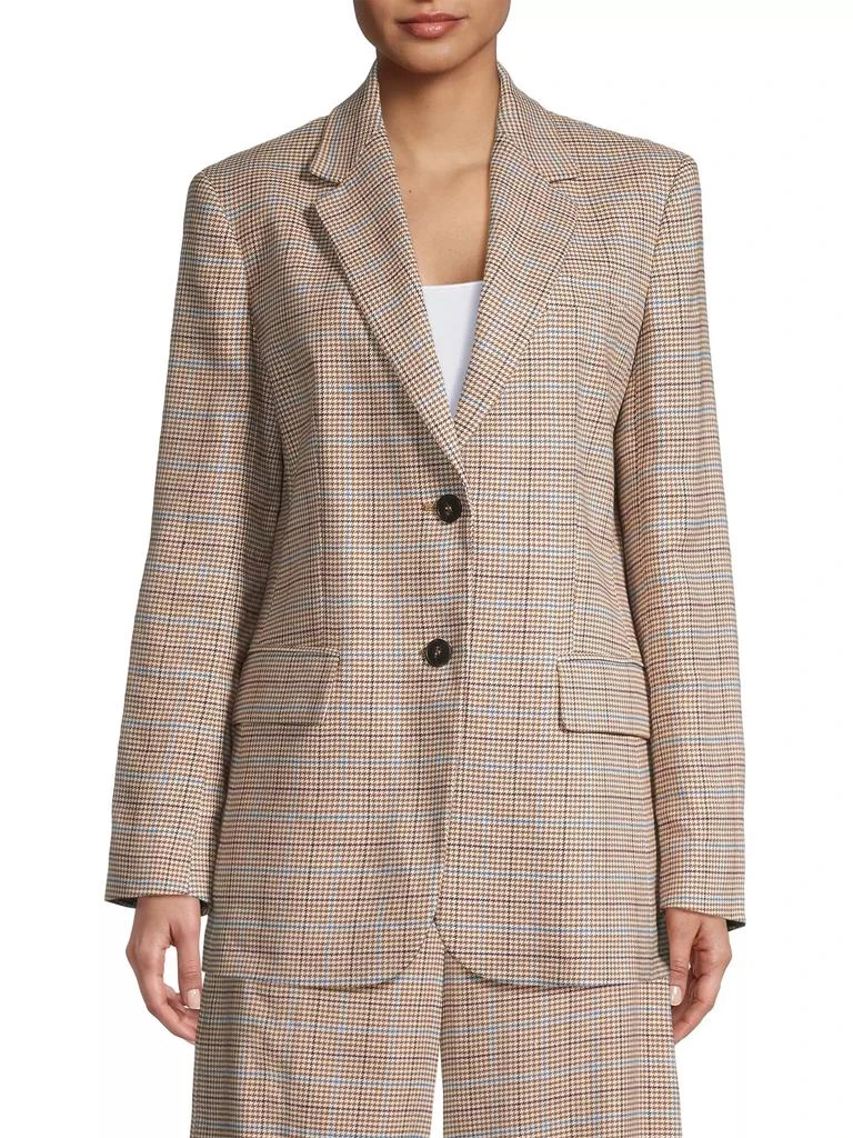 Weekend Max Mara Peirak Glen Check Linen & Cotton Blazer 3