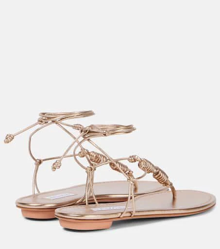 Aquazzura Oaxaca metallic leather thong sandals 2
