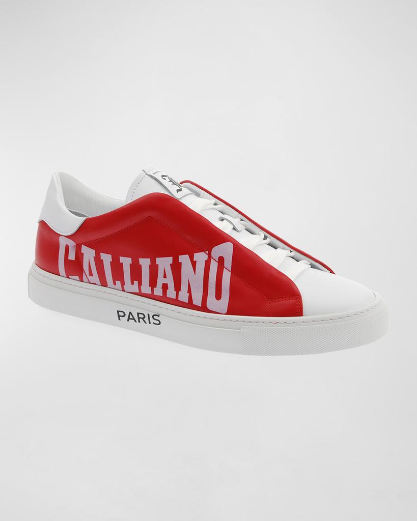 John Galliano Paris Men's Typographic Logo Hidden-Lace Low-Top Sneakers