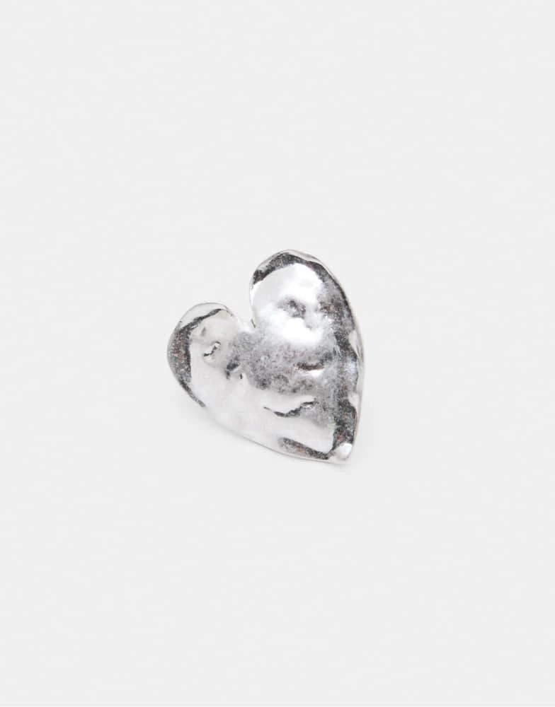 Pull&Bear Pull&Bear Metallic heart ring in silver 3