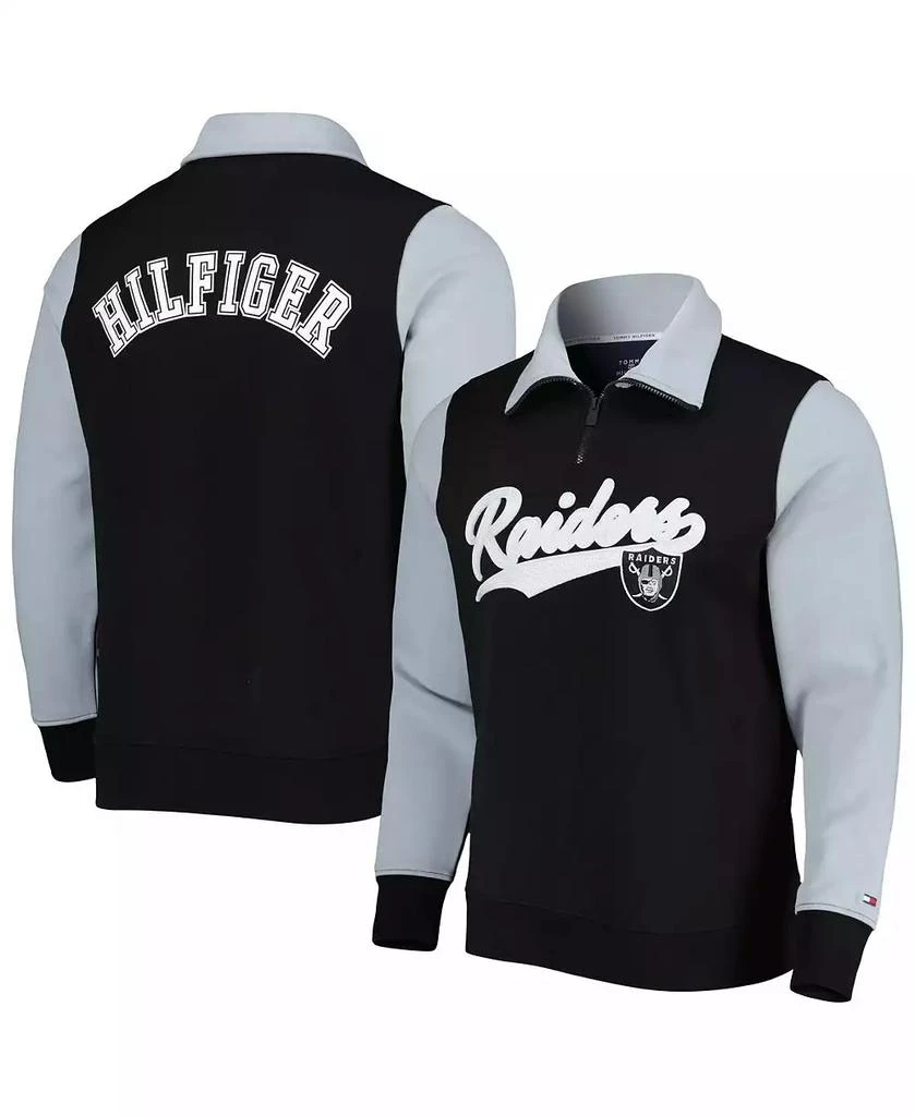 Tommy Hilfiger Men
s Black, Silver Las Vegas Raiders Aiden Quarter-Zip Top 1
