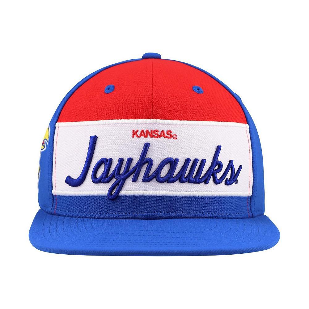 Mitchell & Ness Men's White/Royal Kansas Jayhawks Retro Sport Color Block Script Snapback Hat