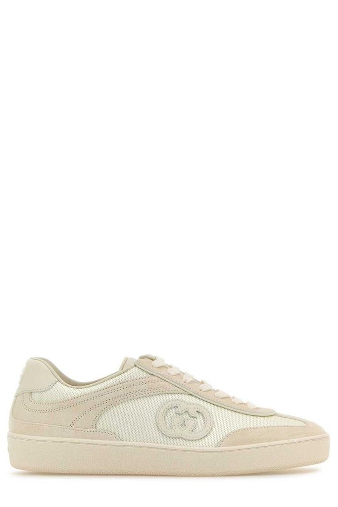 スニーカー GUCCI IVORY FABRIC AND SUEDE SNEAKERS Gucci Ivory Fabric And Suede Sneakers In White | ModeSens