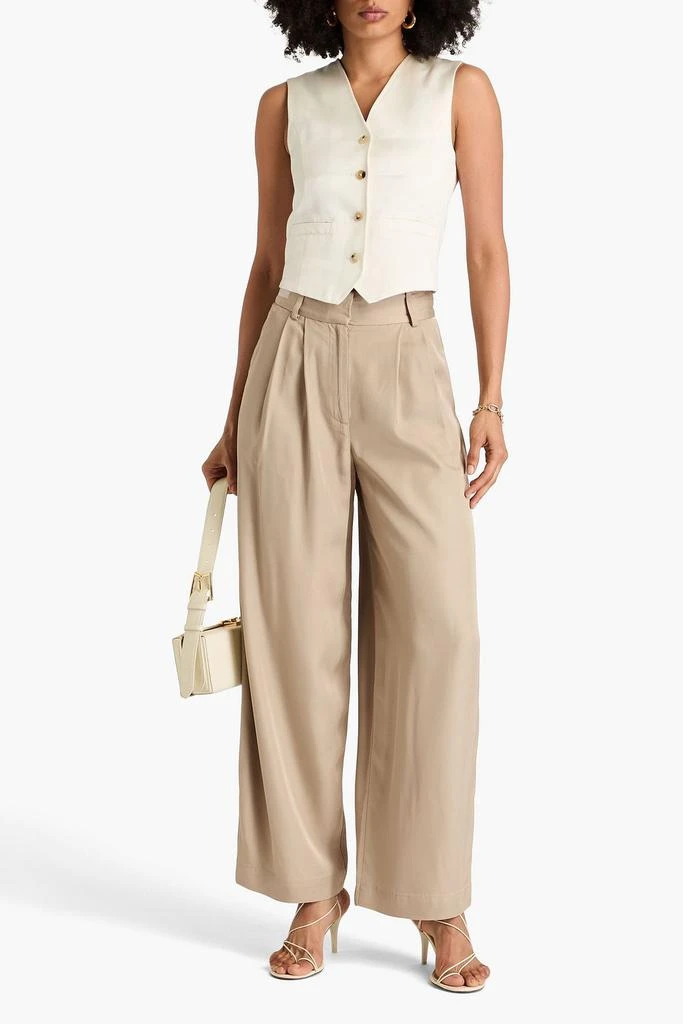 BY MALENE BIRGER Pascali pleated satin-twill wide-leg pants 2