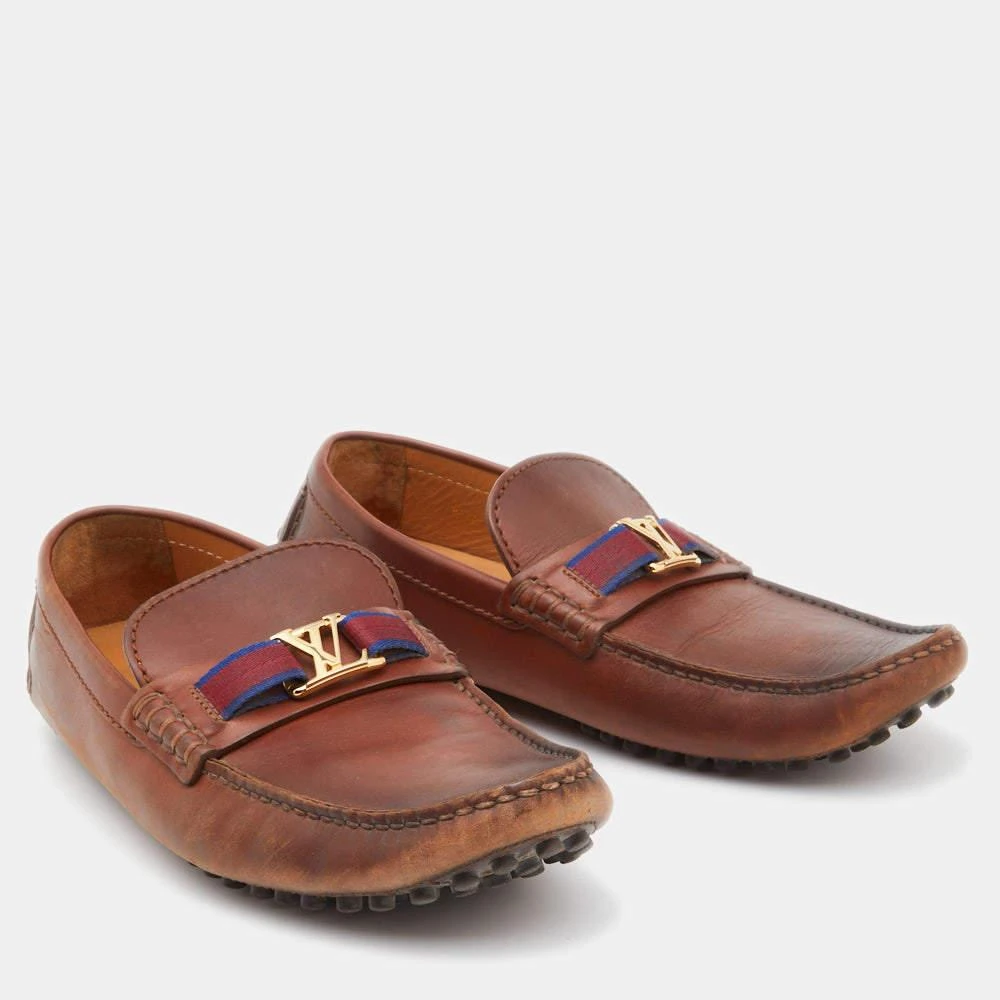 Louis Vuitton Louis Vuitton Brown Leather Hockenheim Slip On Loafers Size 41 4