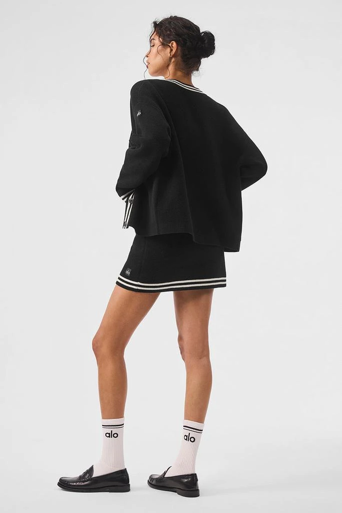 Alo Tennis Club Sweater Knit Cardigan - Black/Ivory 4