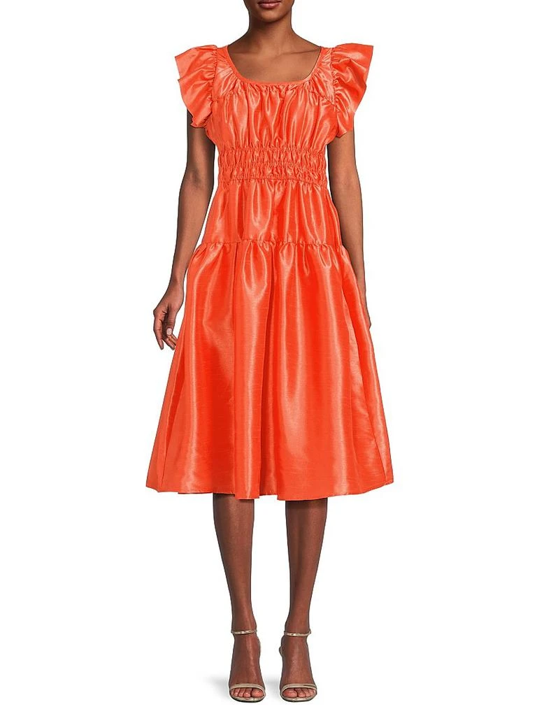 midi belted dress Women's What’s to Come Blue Stripe Belted Button Front Midi Dress | Size: L