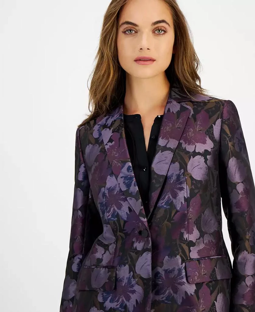 Anne Klein Women's Printed Jacquard One-Button Blazer 3