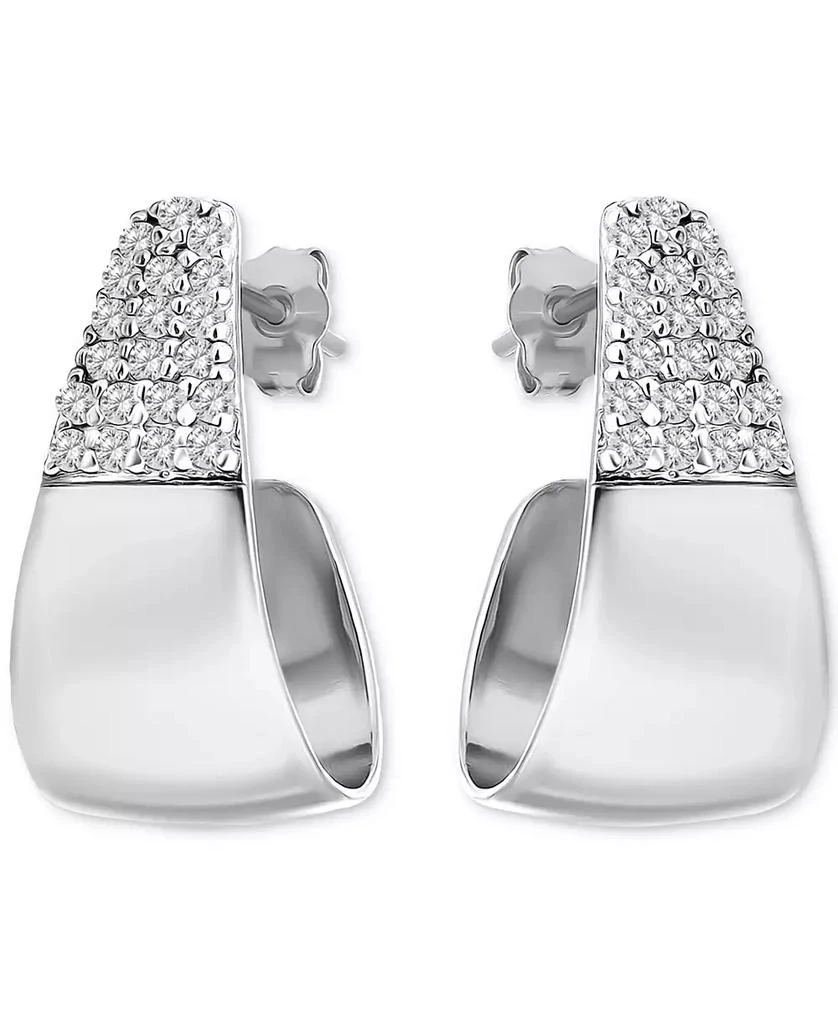 Giani Bernini Cubic Zirconia J-Shaped Hoop Earrings in Sterling Silver, Exclusively at Macy's 1