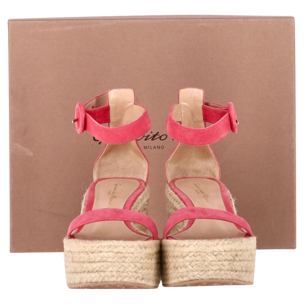 Gianvito Rossi Portofino Platform Wedge Espadrille Sandals In Pink Suede 2