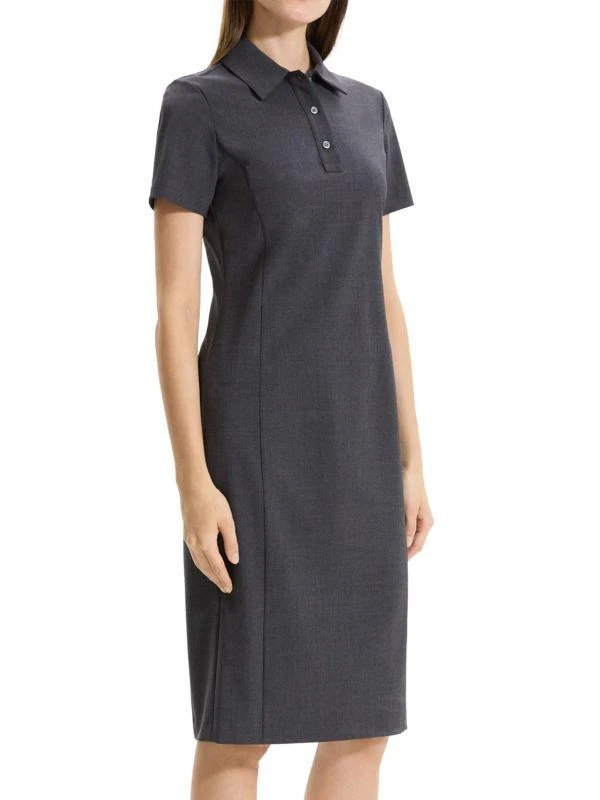 Theory Stretch Wool Knee-Length Polo Dress 3
