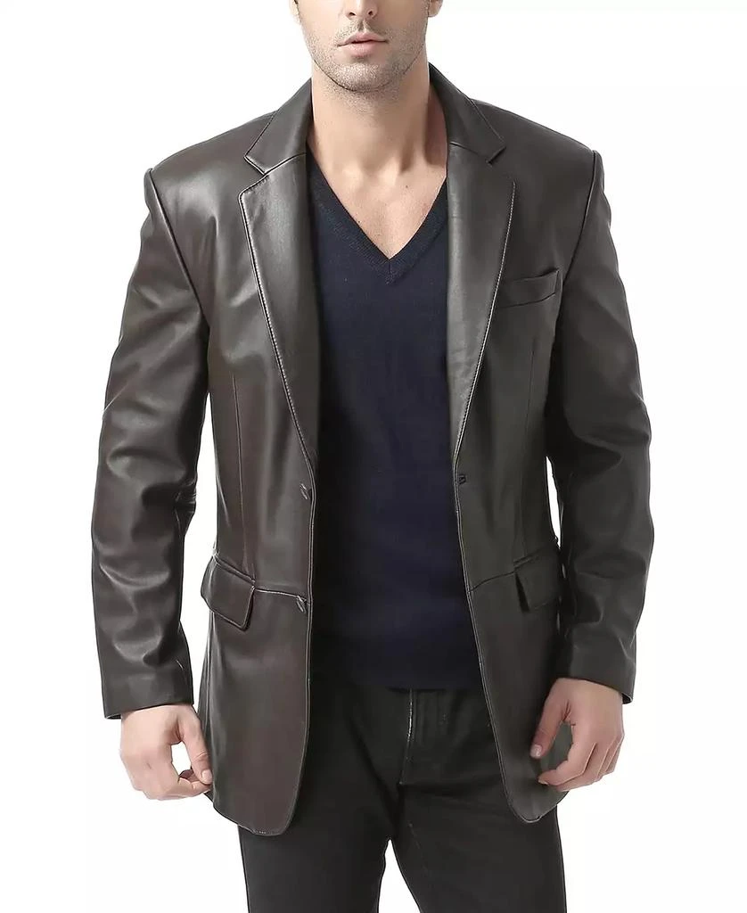 BGSD Men Classic Two-Button Leather Blazer - Tall 1