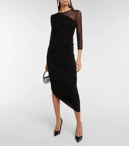 Norma Kamali Diana asymmetric mesh midi dress 2