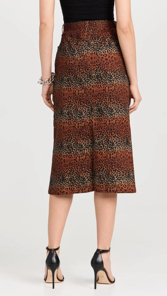 BruceGlen Linear Leopard High Waist Midi Denim Skirt 2