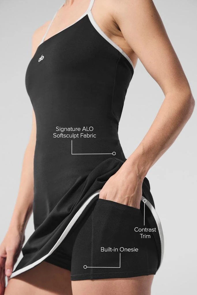 Alo Alo Softsculpt Halter Tennis Dress - Black/White 2