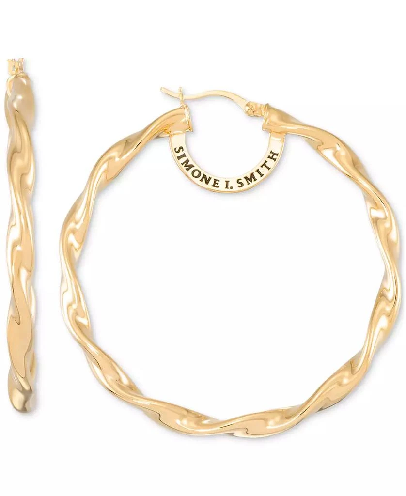 Simone I. Smith Twisted Hoop Earrings in 18k Yellow Gold Over Sterling Silver (45mm) 1