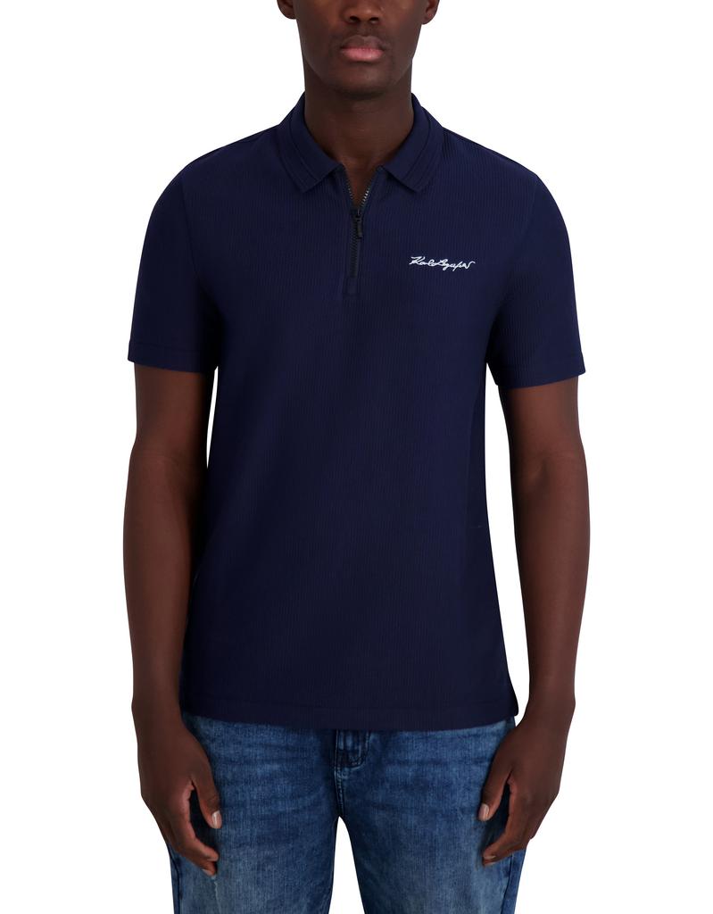 Karl Lagerfeld Paris RIB ZIP SIGNATURE LOGO POLO