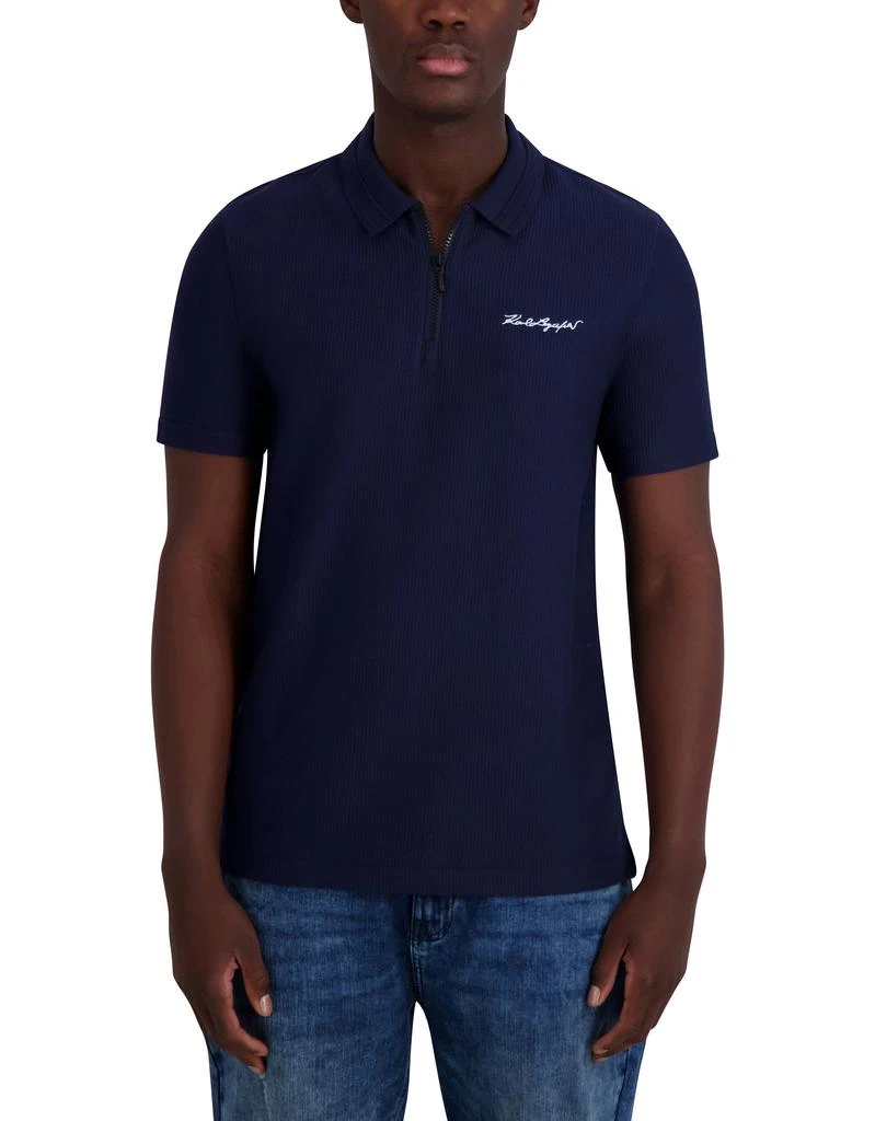 Karl Lagerfeld Paris RIB ZIP SIGNATURE LOGO POLO 1