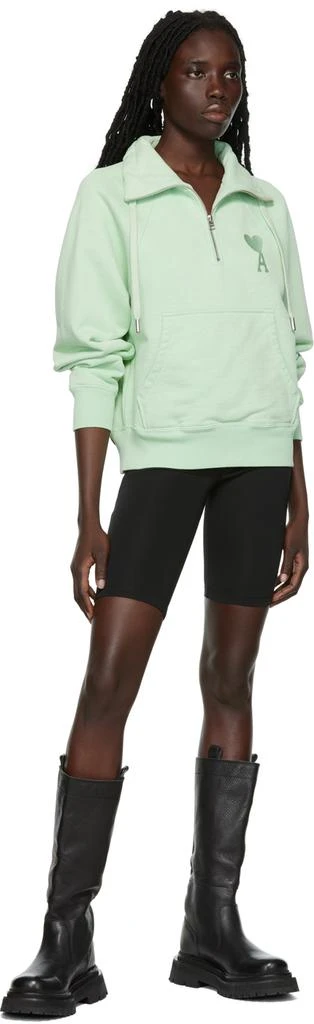 AMI Paris Green Ami de Cœur Half-Zip Sweatshirt 4