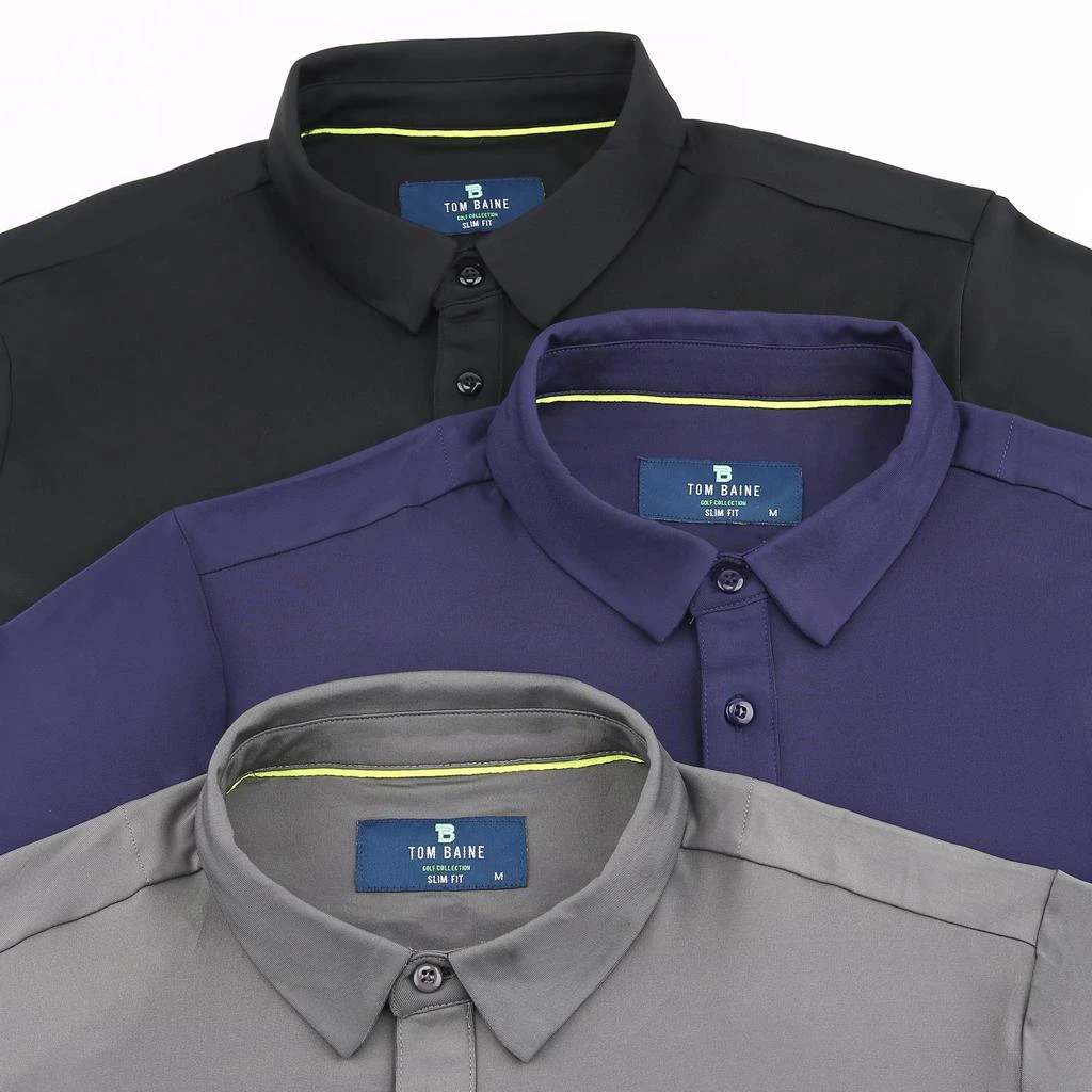 Tom Baine Men's Performance Solid Four-Way Stretch Golf Polo 5