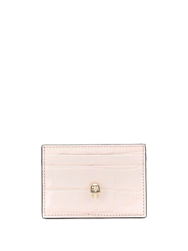Alexander McQueen Skull crocodile effect cardholder - women -  -  - Pink 1