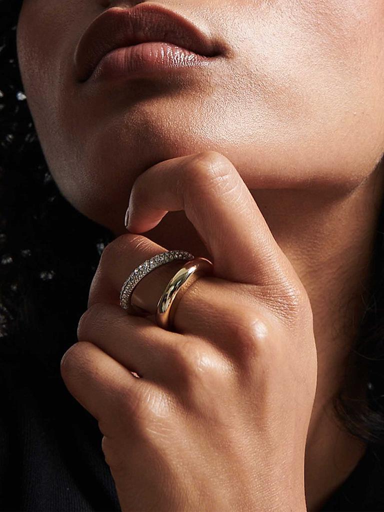 Demarson Vida Two-Tone & Glass Crystal Double-Band Ring