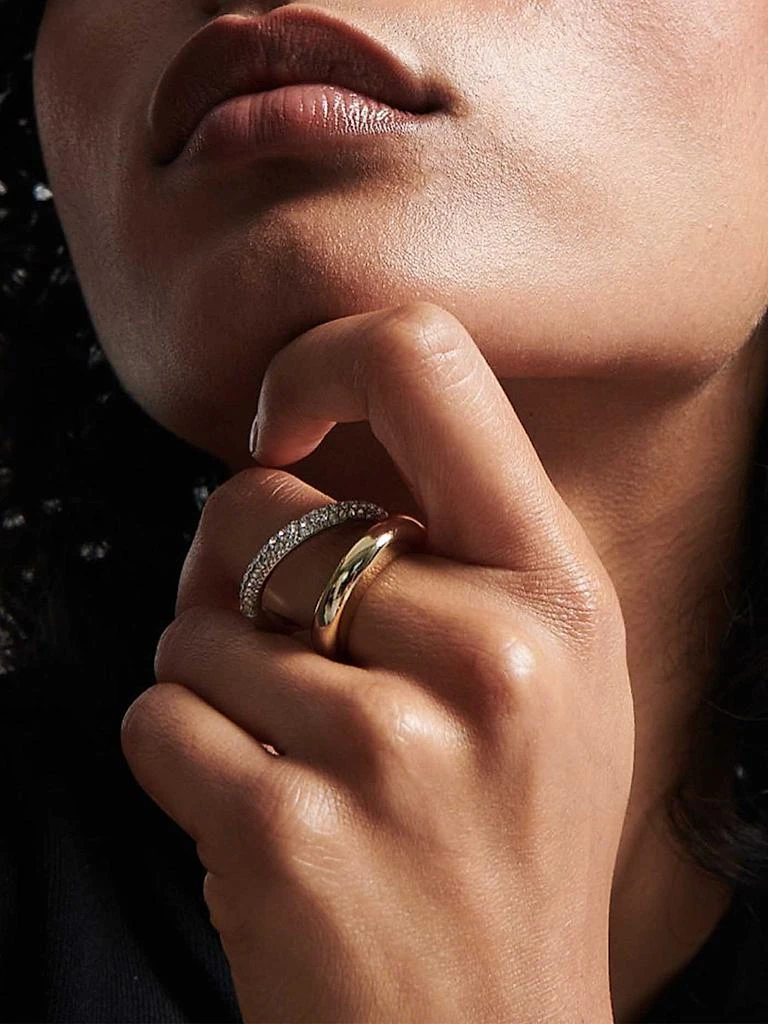 Demarson Vida Two-Tone & Glass Crystal Double-Band Ring 2