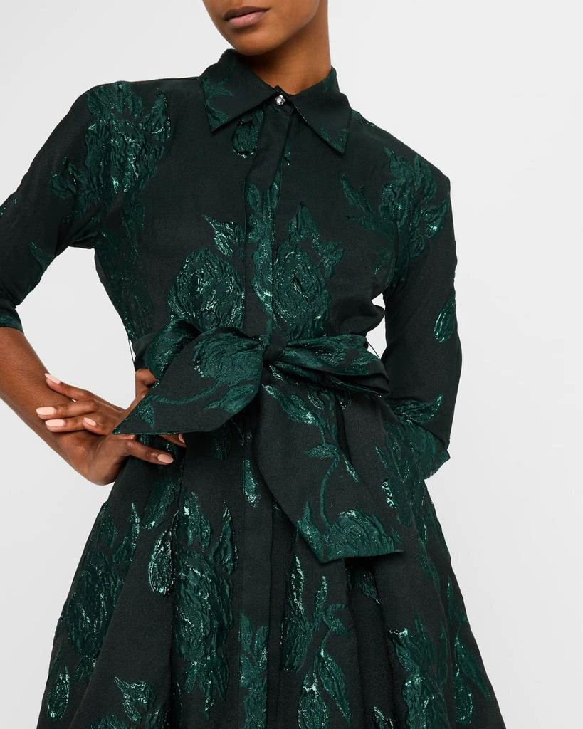 Teri Jon Metallic Jacquard Belted Shirtdress 7