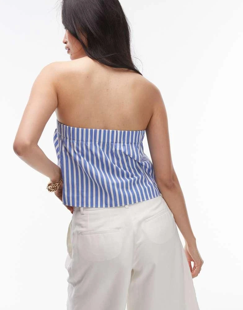 Topshop Topshop cotton stripe bandeau top in blue stripe 3