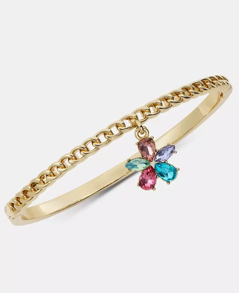 Karl Lagerfeld Paris Multicolor Crystal Flower Charm Bangle Bracelet