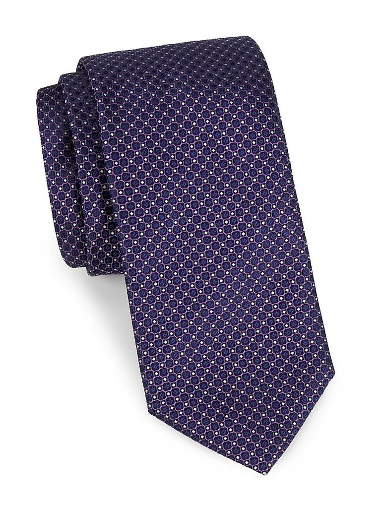 Canali Neat Geometric Silk Tie 1