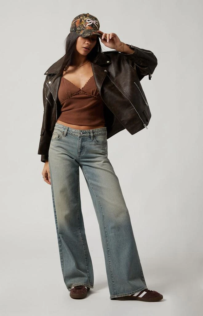 PacSun Casey Whisker Low Rise Baggy Jeans Light Indigo 6