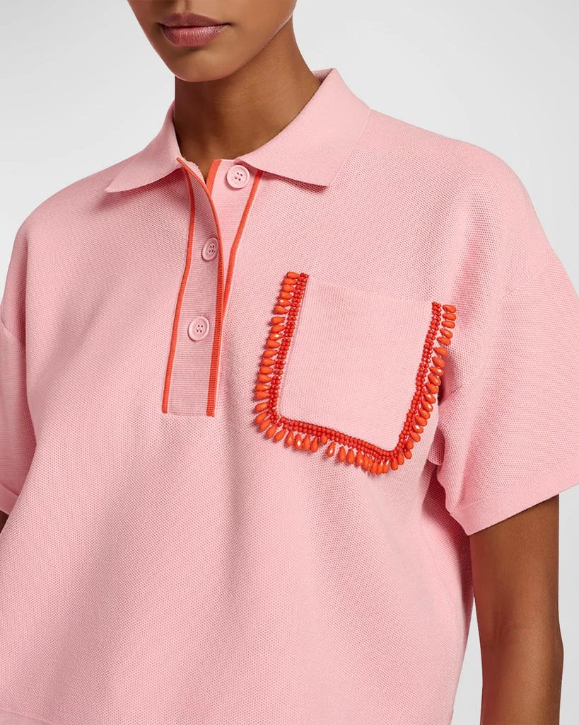Essentiel Flame Polo Shirt with Beaded Embroidery 6