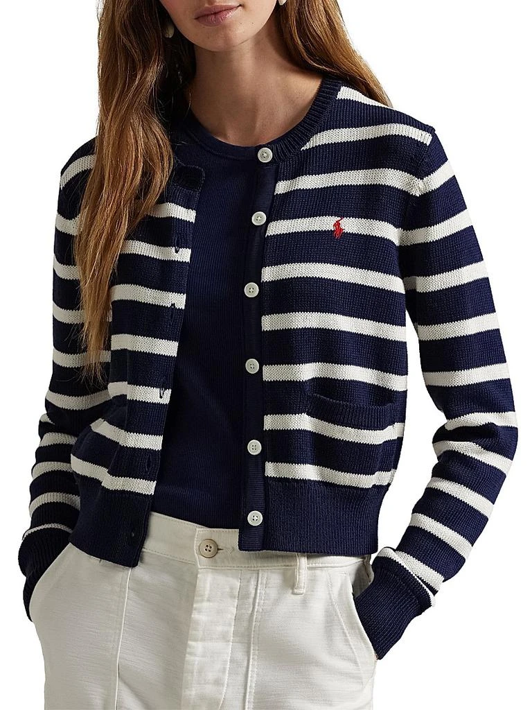 Ralph Lauren Striped Cotton Crewneck Cardigan 1
