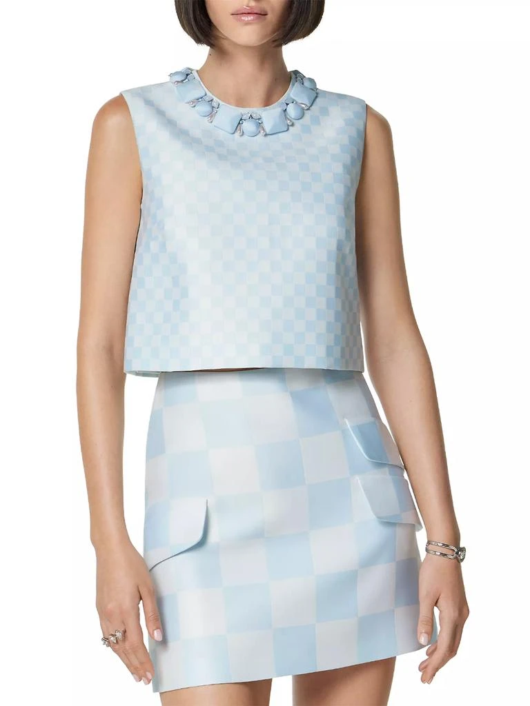 Versace Damier Check Duchesse Satin Crop Top 2