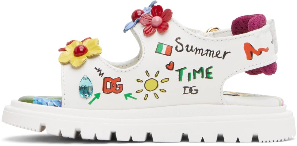 Dolce 
Gabbana Baby White Flowers 
DG Logo Sandals 3